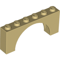 Lego kostka (kostička) most oblouk 1x6x2, béžová (6040250, 6052783, 6106187)